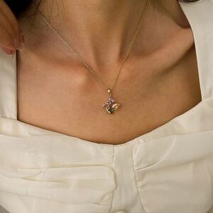Gold 14k Gold Plated Colorful CZ Windmill Chain Necklace